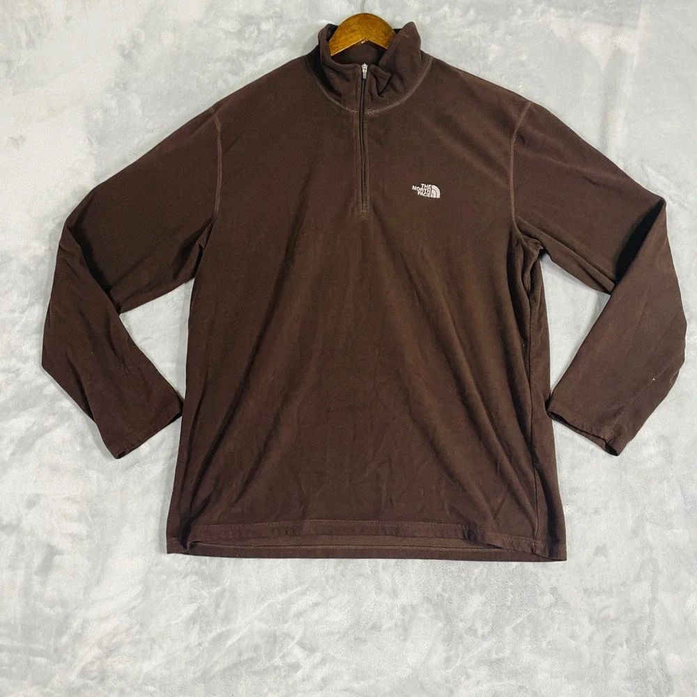 The North Face Fleece Pullover Mens XL Brown TKA 100 Quarter Zip